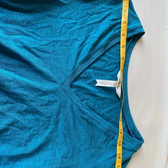 MATILDA JANE Tiered Knit Dress Teal Modal Long Sleeves Vneck Boho Cottagecore S - Picture 7 of 10